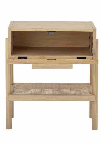 BLOOMINGVILLE Manon sidebord, m. lge og hylde, rektangulr - natur fyrretr/MDF og rattan (49x35)