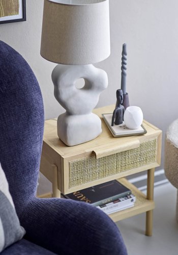 BLOOMINGVILLE Manon sidebord, m. lge og hylde, rektangulr - natur fyrretr/MDF og rattan (49x35)