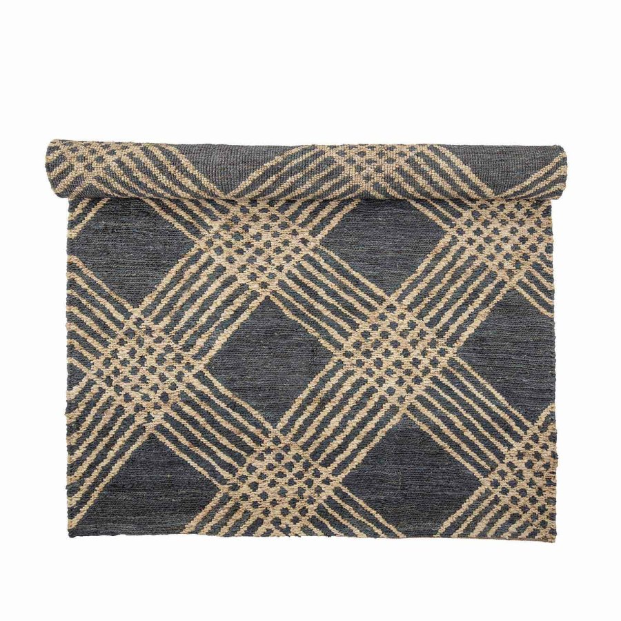 BLOOMINGVILLE Cat gulvtppe, rektangulr - sort/natur jute (245x150)