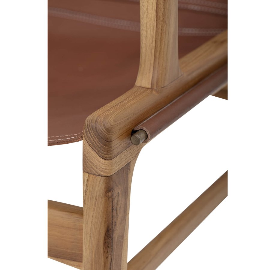 BLOOMINGVILLE Ollie loungestol, m. armln - natur teaktr og brunt lder
