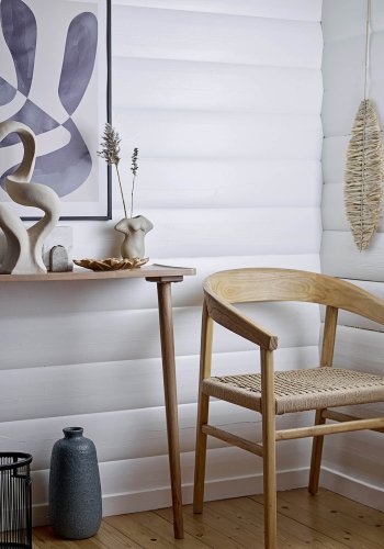 BLOOMINGVILLE Vitus spisebordsstol, m. armln - massivt natur egetr og flettet papirsnor