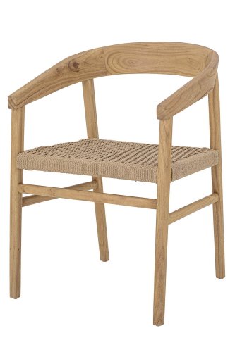 BLOOMINGVILLE Vitus spisebordsstol, m. armln - massivt natur egetr og flettet papirsnor