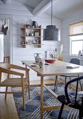 BLOOMINGVILLE Vitus spisebordsstol, m. armln - massivt natur egetr og flettet papirsnor