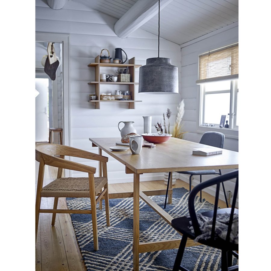 BLOOMINGVILLE Vitus spisebordsstol, m. armln - massivt natur egetr og flettet papirsnor