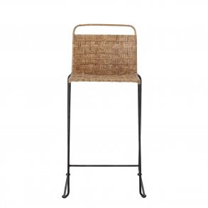 BLOOMINGVILLE Gunnel barstol, m. rygln og fodstte - natur rattan og sort jern