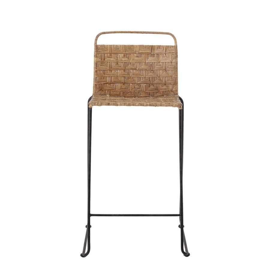 BLOOMINGVILLE Gunnel barstol, m. rygln og fodstte - natur rattan og sort jern