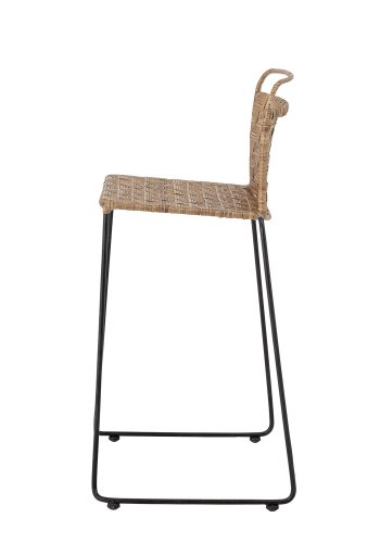 BLOOMINGVILLE Gunnel barstol, m. rygln og fodstte - natur rattan og sort jern