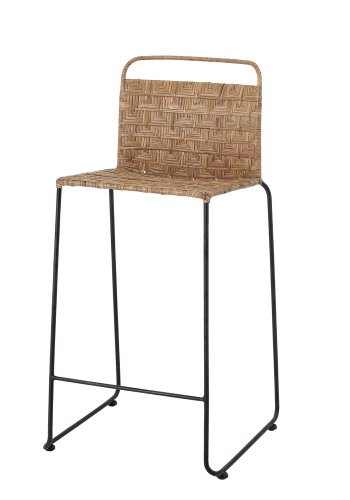 BLOOMINGVILLE Gunnel barstol, m. rygln og fodstte - natur rattan og sort jern