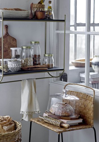 BLOOMINGVILLE Gunnel barstol, m. rygln og fodstte - natur rattan og sort jern