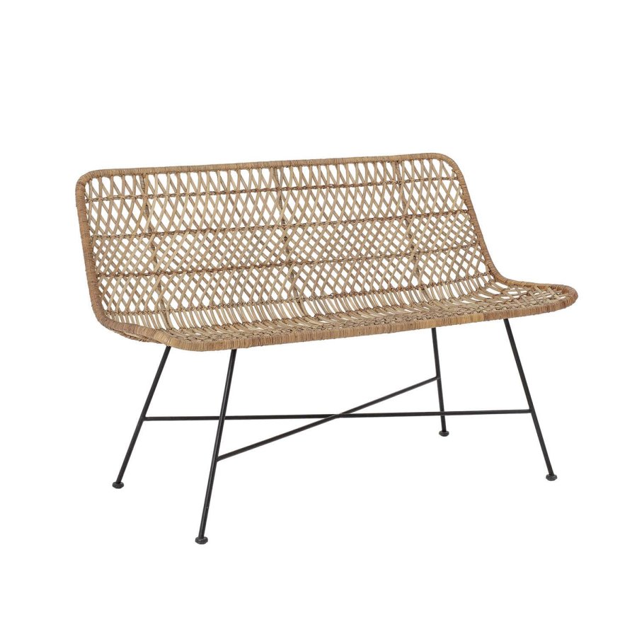 BLOOMINGVILLE Hallie sofa, 2-personers - natur rattan og sort jern