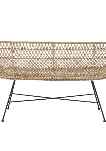 BLOOMINGVILLE Hallie sofa, 2-personers - natur rattan og sort jern