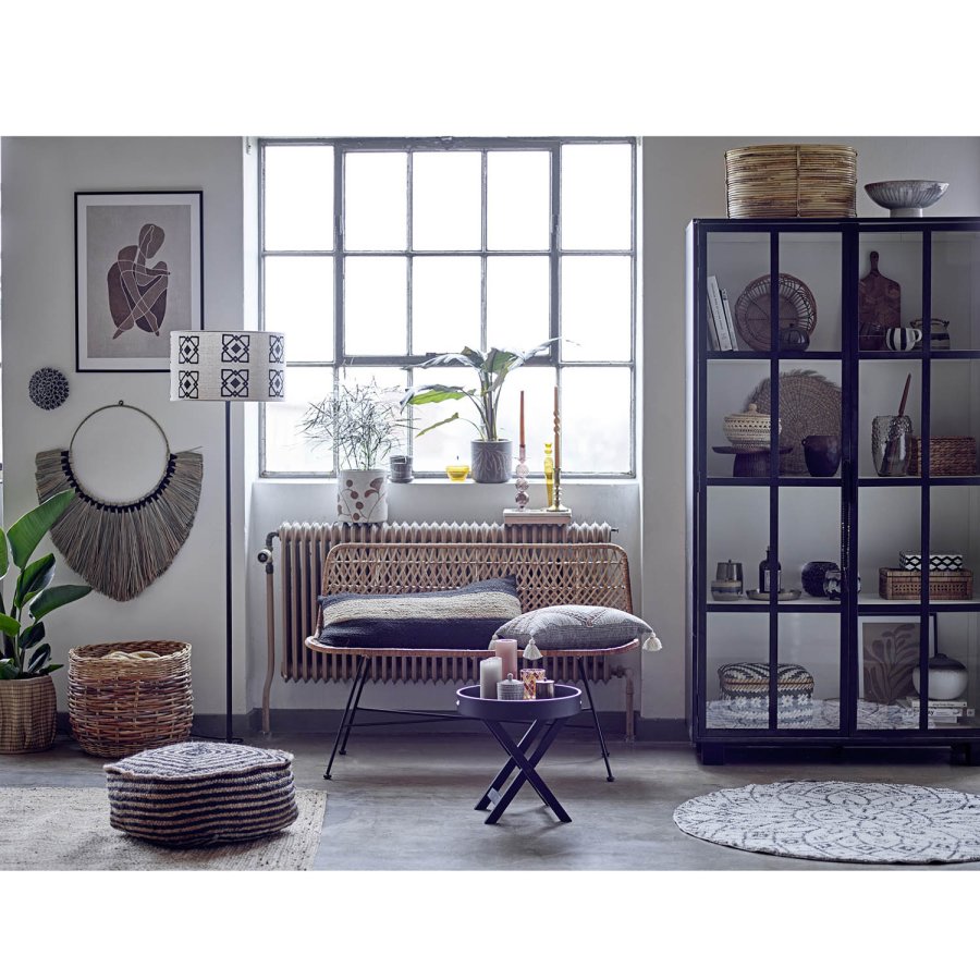 BLOOMINGVILLE Hallie sofa, 2-personers - natur rattan og sort jern