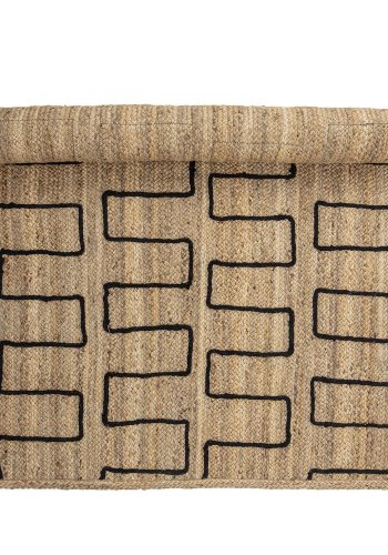 BLOOMINGVILLE Dell gulvtppe, rektangulrt - flettet natur jute m. sorte detaljer (180x120)