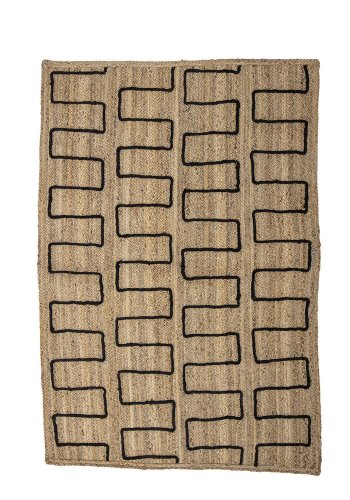 BLOOMINGVILLE Dell gulvtppe, rektangulrt - flettet natur jute m. sorte detaljer (180x120)