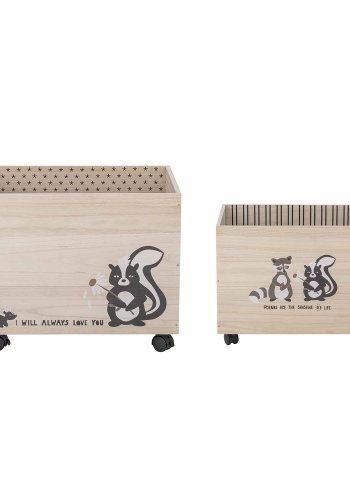 BLOOMINGVILLE MINI Nonni opbevaringskasse, m. hjul - natur paulowniatr (st af 2)