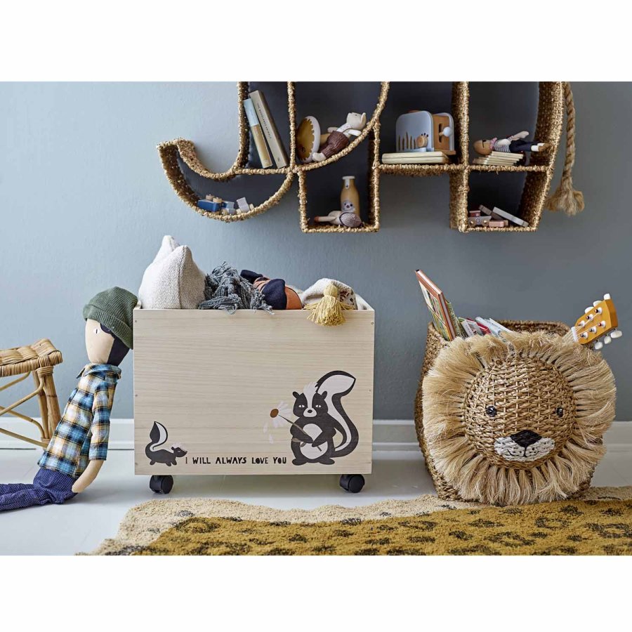 BLOOMINGVILLE MINI Nonni opbevaringskasse, m. hjul - natur paulowniatr (st af 2)