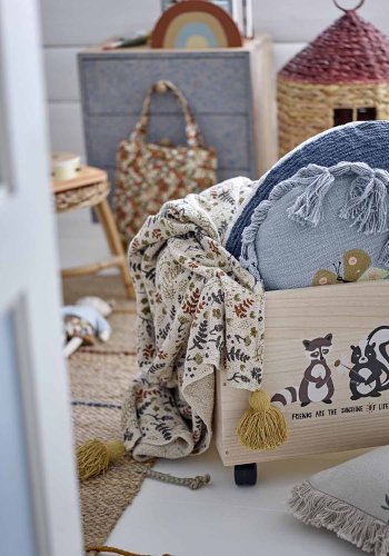 BLOOMINGVILLE MINI Nonni opbevaringskasse, m. hjul - natur paulowniatr (st af 2)