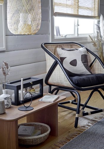 BLOOMINGVILLE Loue loungestol, m. armln og hynde - sort/natur rattan