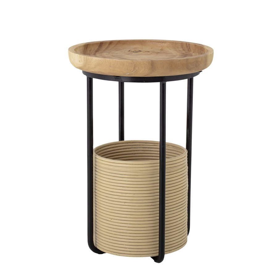 BLOOMINGVILLE Hitti sidebord, m. kurv, rund - suar tr, sort jern, rattan ( 45)
