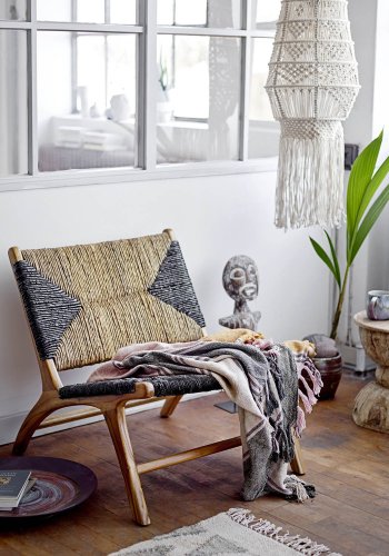 CREATIVE COLLECTION Grant loungestol - brun/sort bananblade og brun teaktr