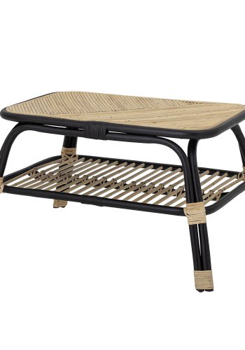 BLOOMINGVILLE Loue sidebord, m. hylde, rektangulr - sort/natur rattan (79x54)