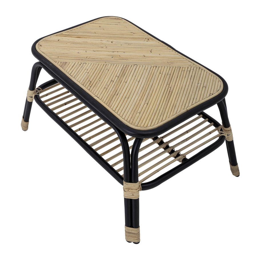BLOOMINGVILLE Loue sidebord, m. hylde, rektangulr - sort/natur rattan (79x54)