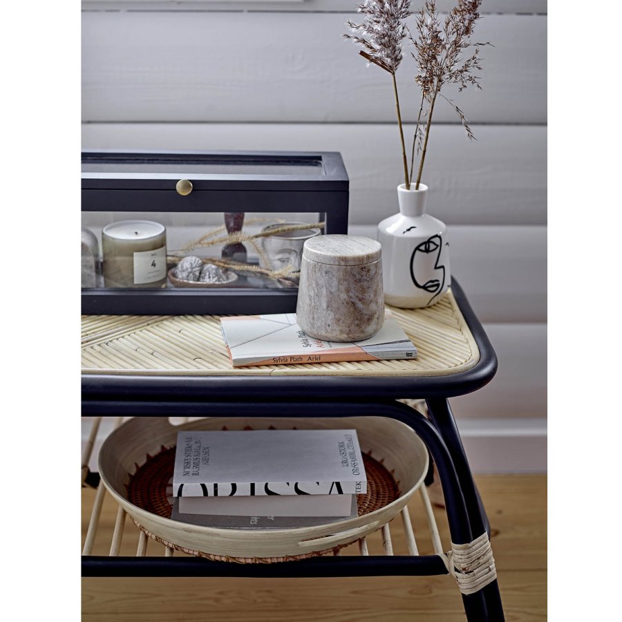 BLOOMINGVILLE Loue sidebord, m. hylde, rektangulr - sort/natur rattan (79x54)