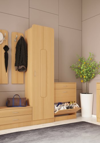 VCM NORDIC Balia knagerkke, m. 4 knager - natur tr (st af 2)