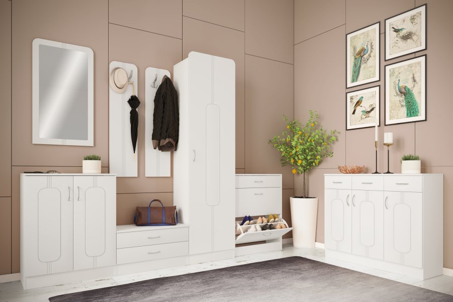 VCM NORDIC Balia knagerkke, m. 4 knager - hvid tr (st af 2)