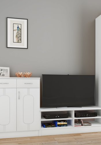 VCM NORDIC Balia TV-bord, m. 4 bne rum - hvid tr (110x35)