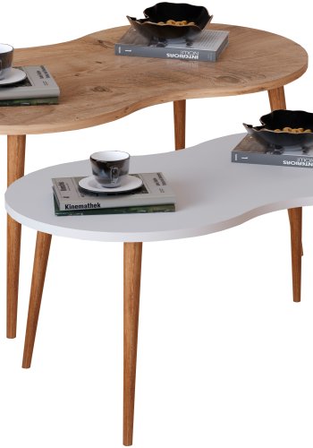 VCM NORDIC Barilo sofabord, m. afrundede kanter - hvif og natur tr (90x41)