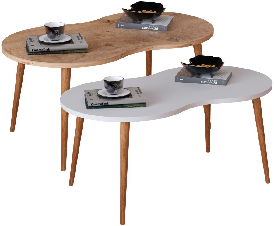 VCM NORDIC Barilo sofabord, m. afrundede kanter - hvif og natur tr (90x41)