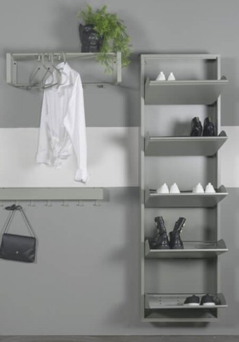 SPINDER DESIGN Billy skoskab, m. 5 lger, rektangulr - stvet grn stl (50x169)