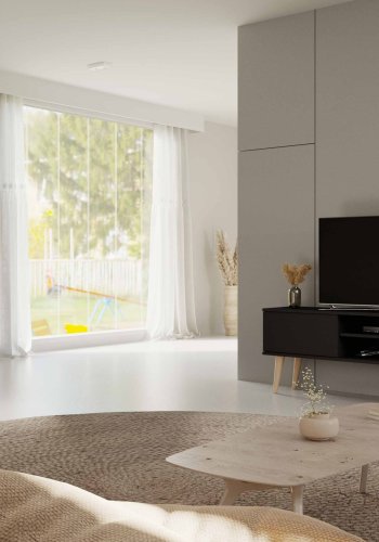 KOCOT RTV Toronto TV-bord, m. 2 lger og 1 hylde - sort bgetr (160x35)