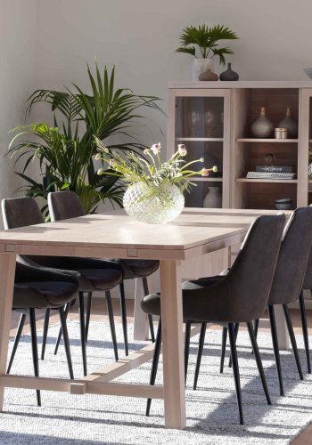 ROWICO Brooklyn spisebord - hvidpigmenteret eg m. udtrk (220x95)