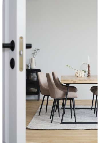 ROWICO Brooklyn rektangulr spisebord, m. udtrk - lakeret egetr m. U-ben i sort metal (220x95)