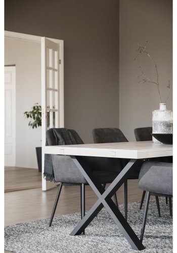 ROWICO Reily loungestol, m. armln - mrkegrt stof og sorte metalben