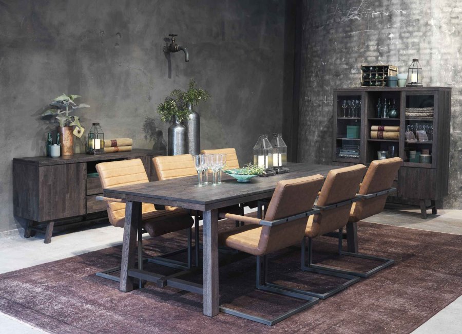 ROWICO Brooklyn spisebord - rget eg m. udtrk (220x95)