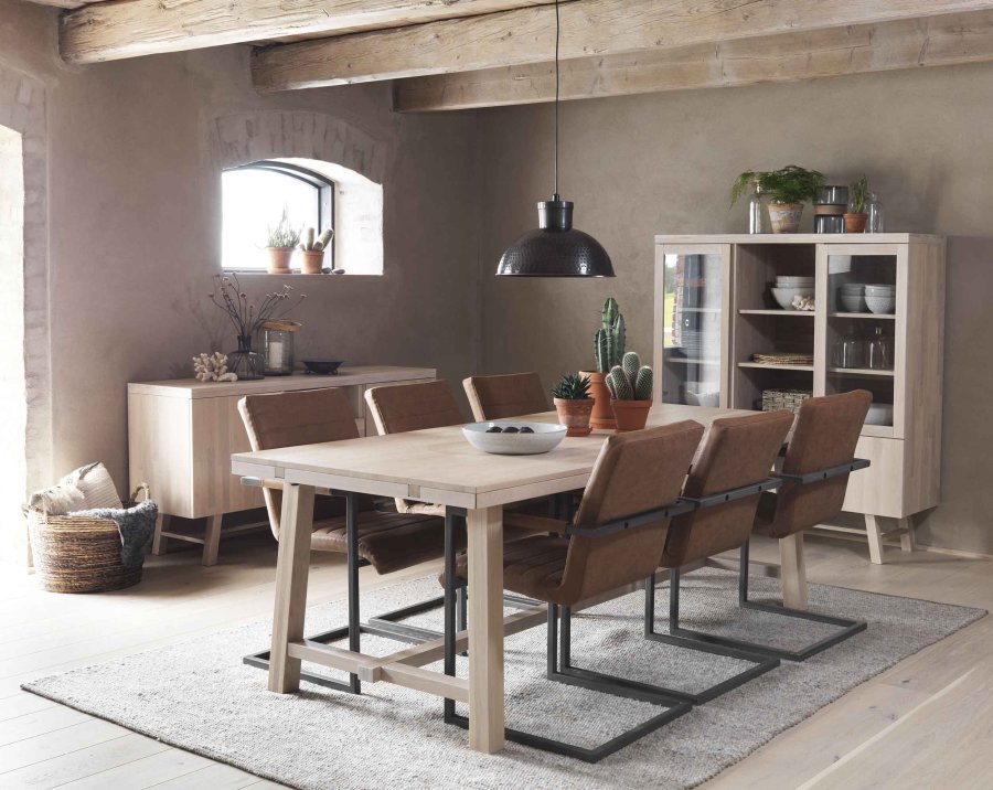 ROWICO Brooklyn spisebord - hvidpigmenteret eg m. udtrk (170x95)