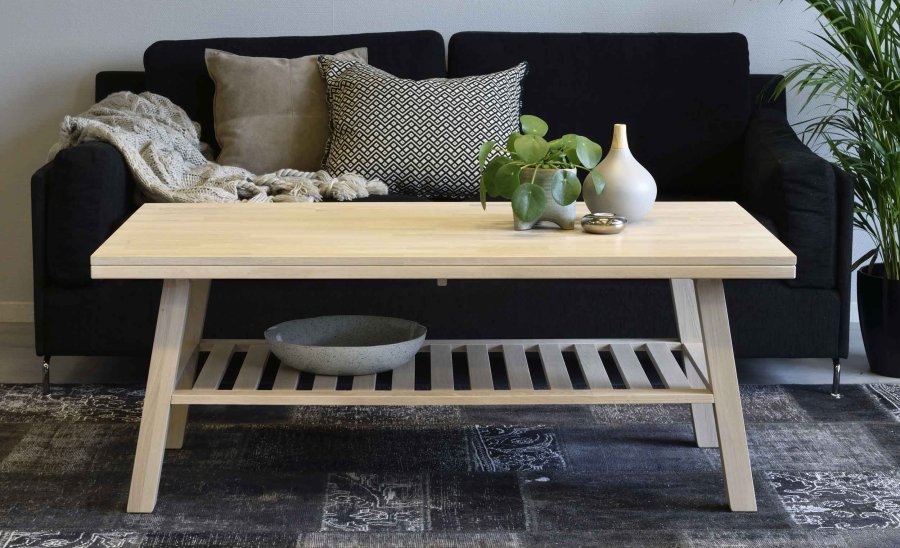 ROWICO Brooklyn sofabord - brstet eg m. 1 hylde (130x75)