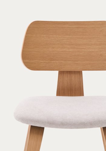 KAVE HOME Gena spisebordsstol - beige chenille stof og natur egefinér