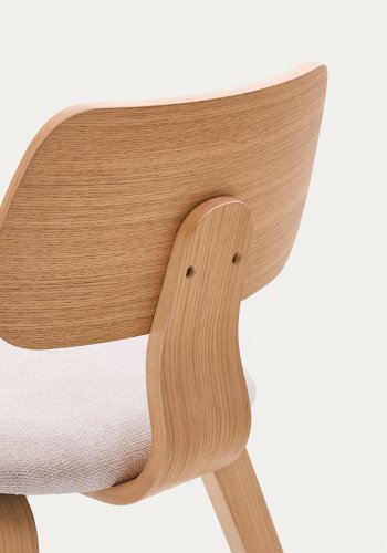 KAVE HOME Gena spisebordsstol - beige chenille stof og natur egefinér