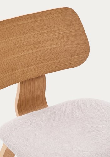 KAVE HOME Gena spisebordsstol - beige chenille stof og natur egefinér