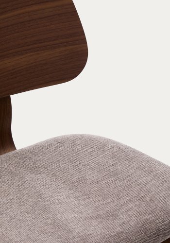 KAVE HOME Gena spisebordsstol - beige chenille stof og brun valnddefinér