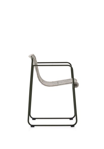 KAVE HOME Maurina stol i grn galvaniseret stl og ecru og gr rebsnor