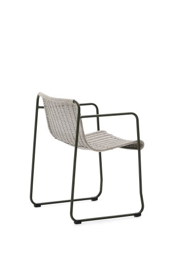 KAVE HOME Maurina stol i grn galvaniseret stl og ecru og gr rebsnor