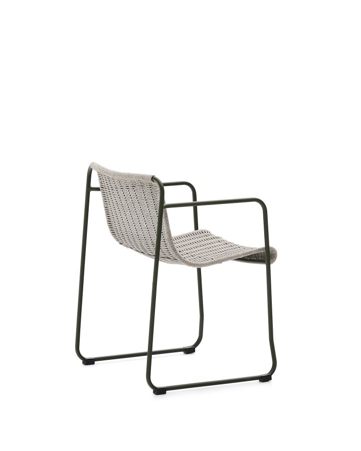 KAVE HOME Maurina stol i grn galvaniseret stl og ecru og gr rebsnor