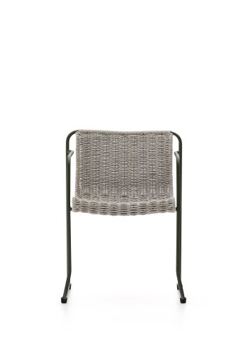 KAVE HOME Maurina stol i grn galvaniseret stl og ecru og gr rebsnor