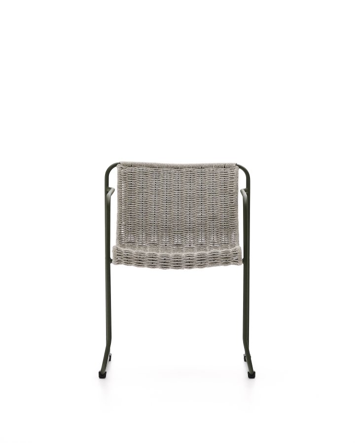 KAVE HOME Maurina stol i grn galvaniseret stl og ecru og gr rebsnor