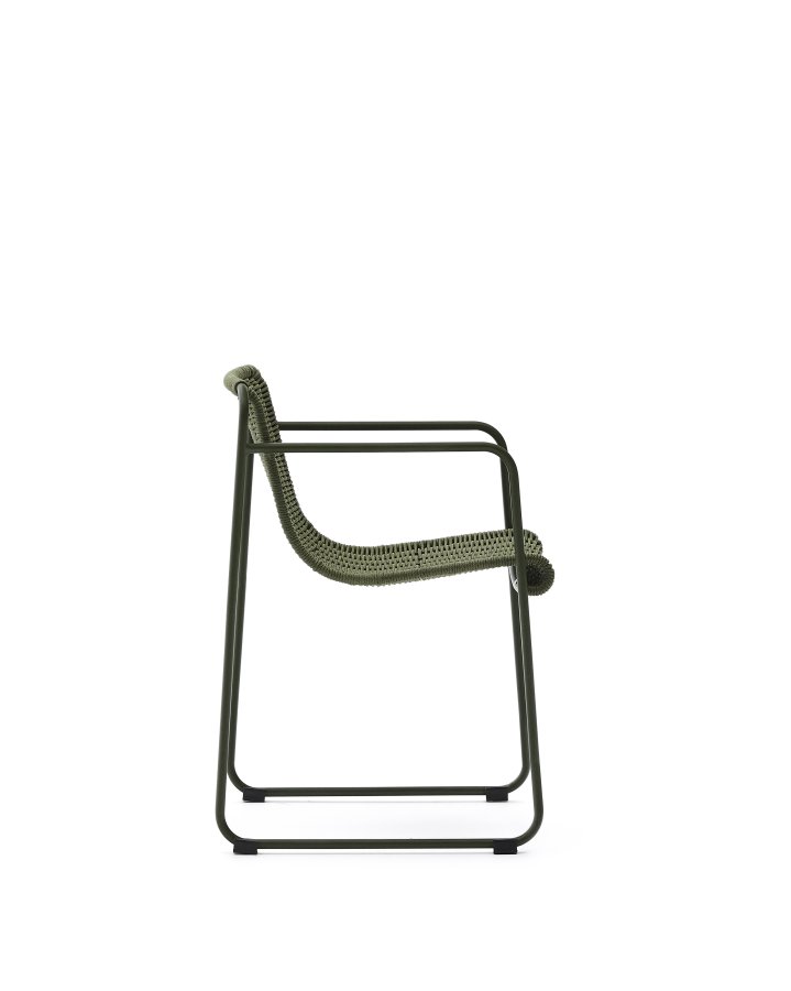 KAVE HOME Maurina stol i grn galvaniseret stl og grn tovsnor